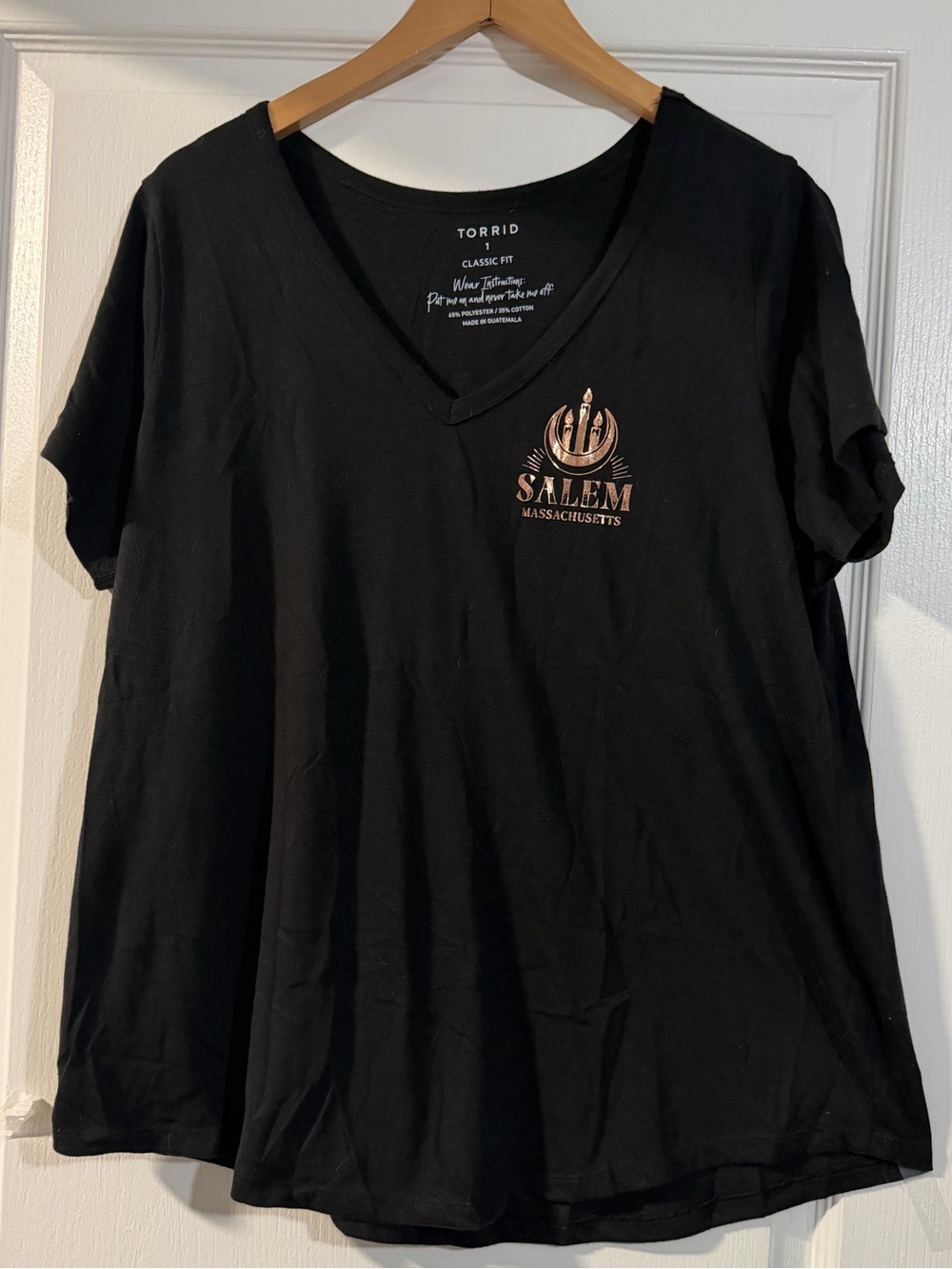 Torrid Black V-Neck Salem Graphic Tee